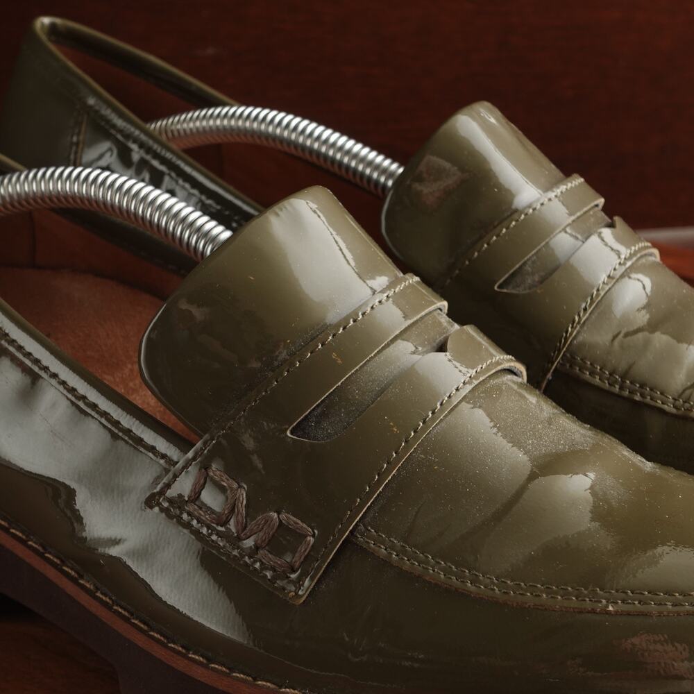 Vionic Loafers Womens SZ 8 Green Cheryl Patent Leather Comfort Preppy Twee Shoes - Picture 6 of 13